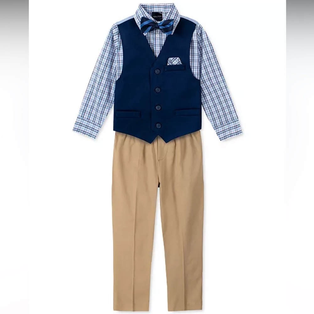Nautica Boys Vest and Bow Tie Set with Khaki Pants